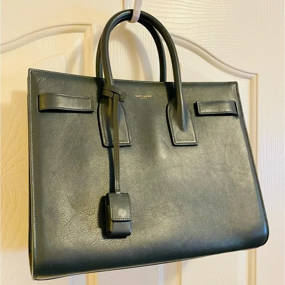 EUC YSL Saint Laurent Sac de Jour Blue/Gray Leather Bag - Picture 6 of 17